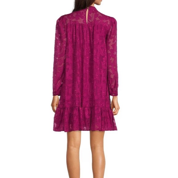 Tommy Hilfiger Smocked Ruffle Neck Long Sleeve Tiered Ruffle Hem Dress - Picture 2 of 7